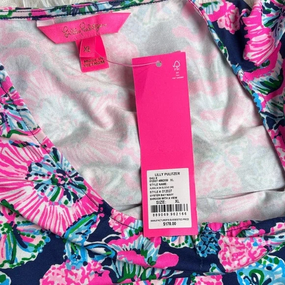 NWT Lilly Pulitzer Auralia Dress, Oyster Bay Navy Shroom With A View, - Picture 5 of 7